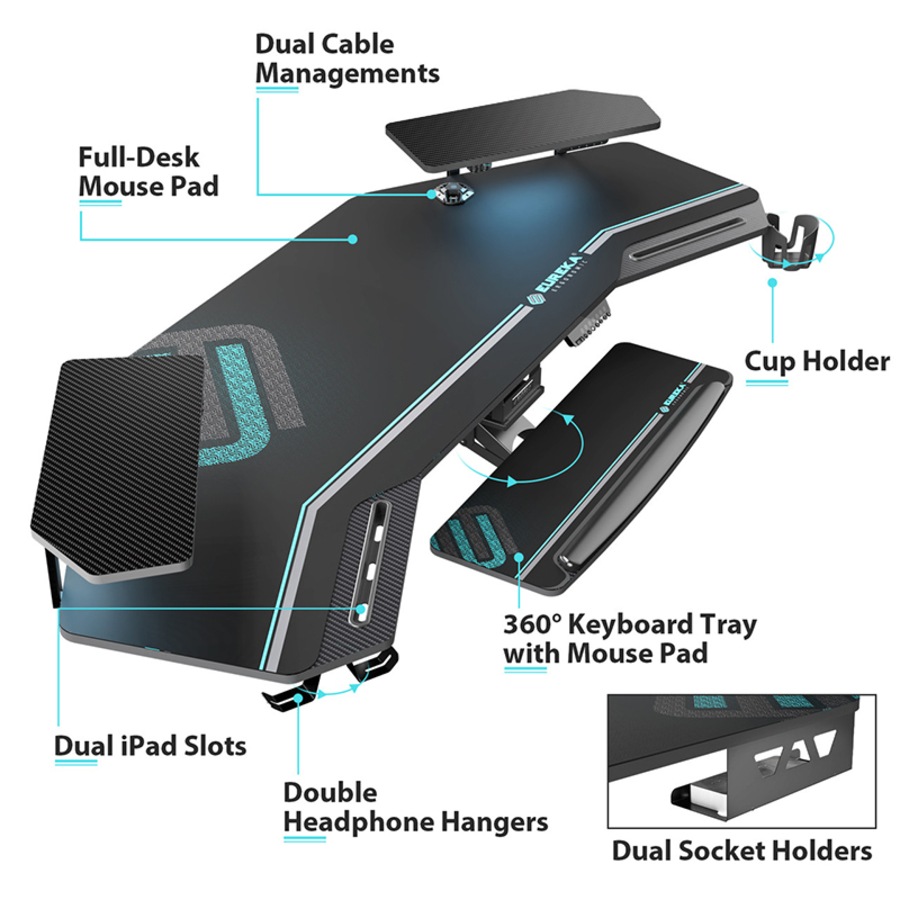 Eureka Ergonomic 72" Studio Electric Standing Desk With Keyboard Tray