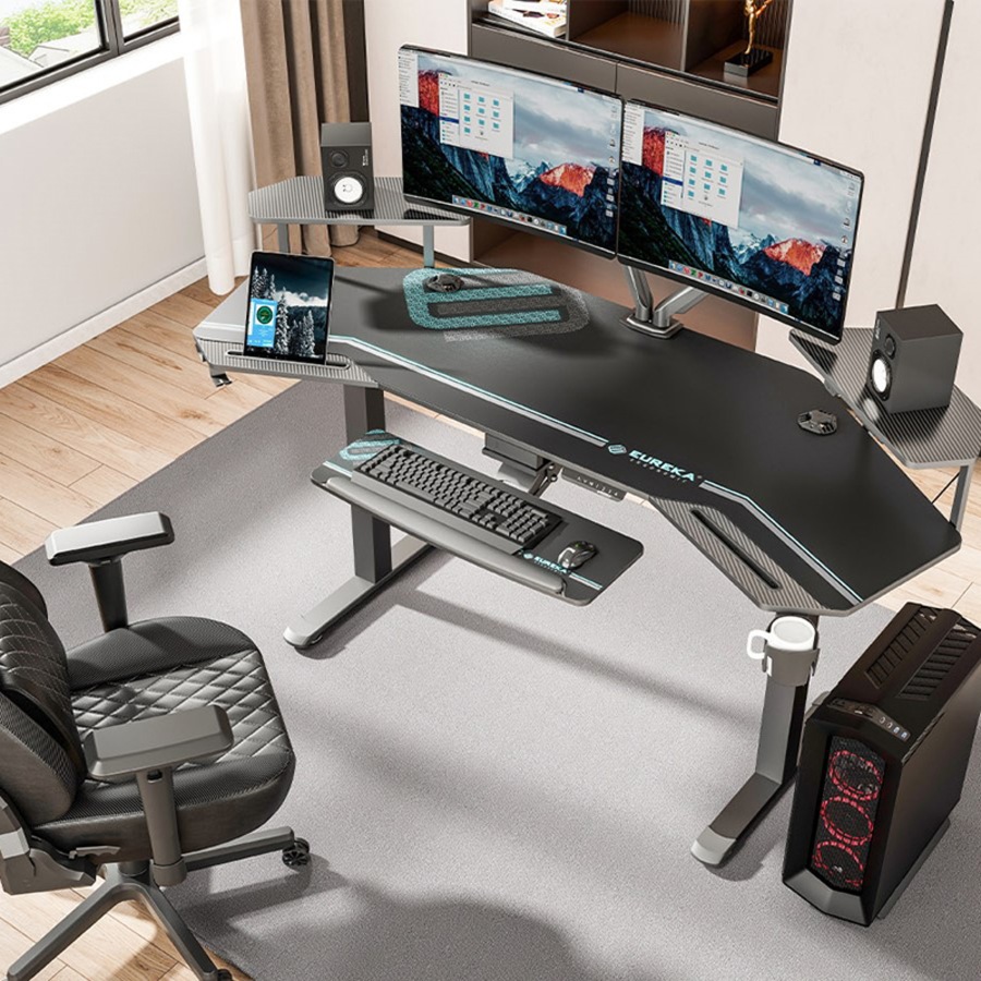 Eureka Ergonomic 72" Studio Electric Standing Desk With Keyboard Tray