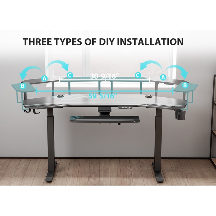 Eureka Ergonomic 72" Studio Electric Standing Desk With Keyboard Tray