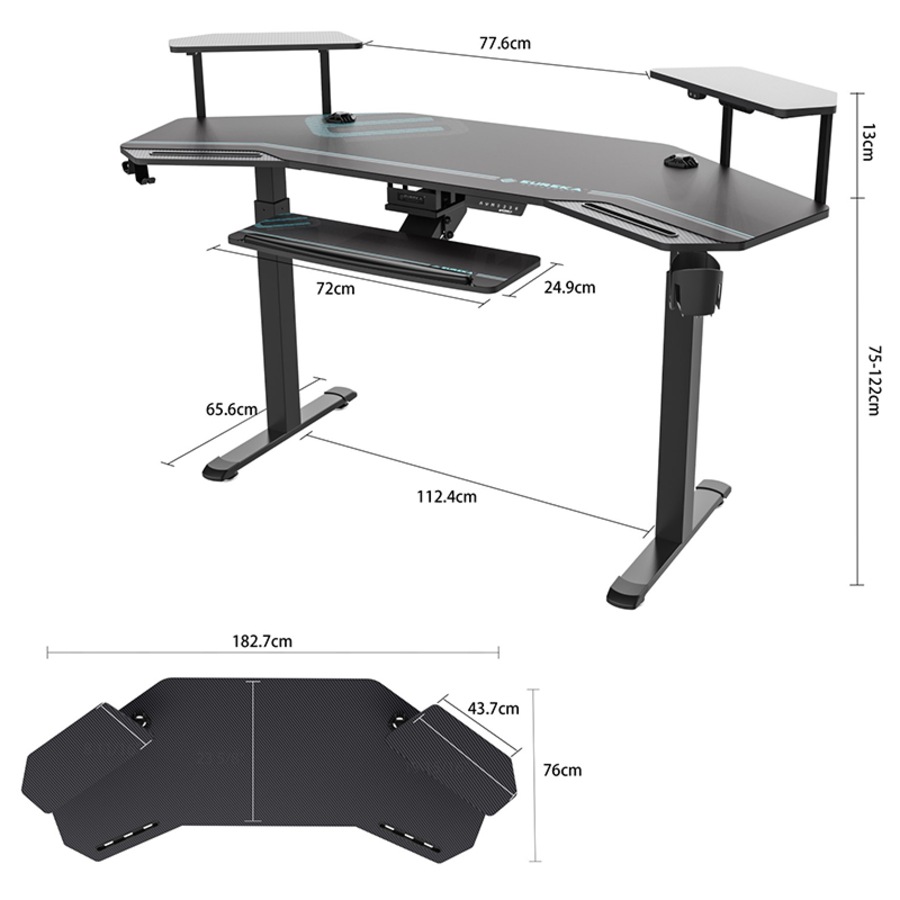Eureka Ergonomic 72" Studio Electric Standing Desk With Keyboard Tray