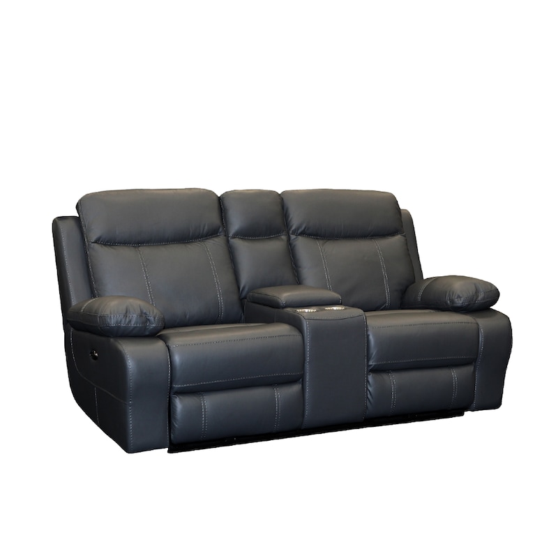 Buy Bari Italian Leather Electric Recliner - Black - MyDeal