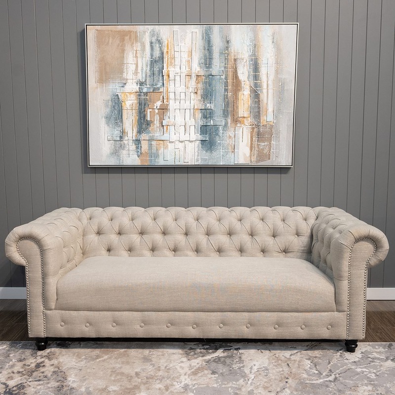 Buy Chesterfield Linen Fabric 3 Seater Sofa MyDeal