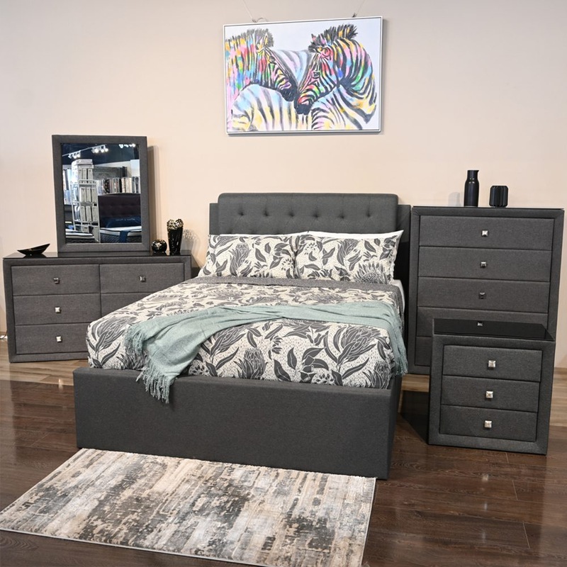 Buy Cosmo Fabric King Bed Frame Grey MyDeal