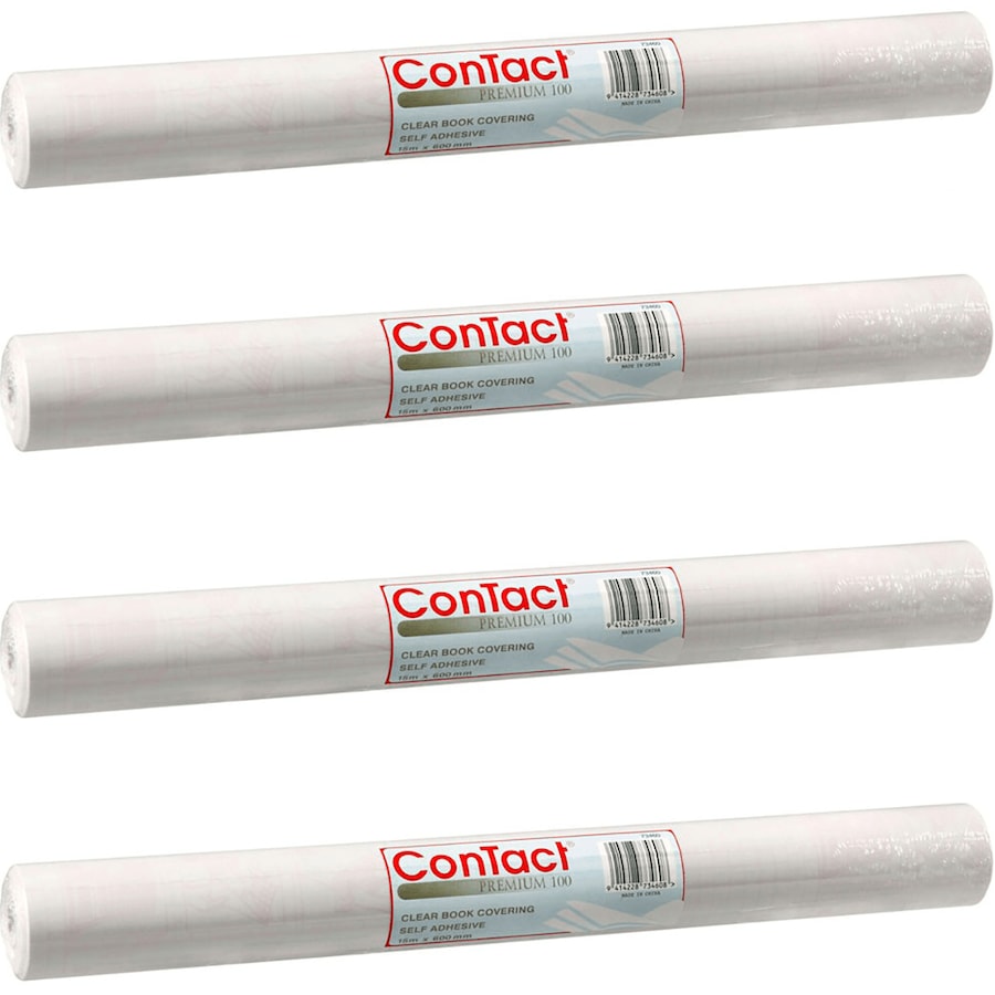 4 Rolls Contact Premium Book Covering Self Adhesive 100 Micron 600mmx15m