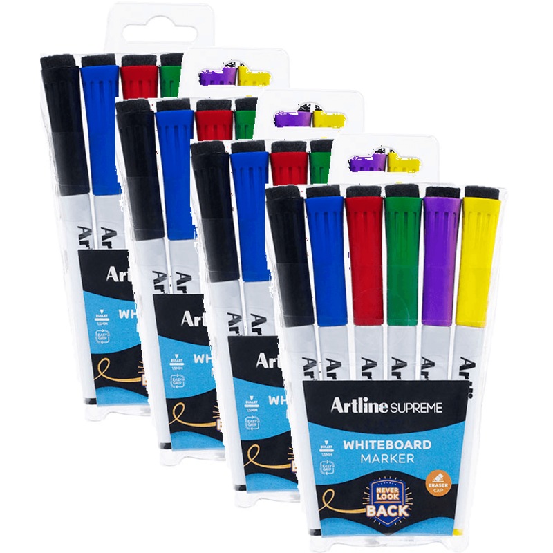 Buy 4 Sets Artline Supreme Eraser Cap Whiteboard Markers Assorted