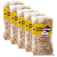5 Pack Marbig Rubber Bands Size No.34 500G Bulk