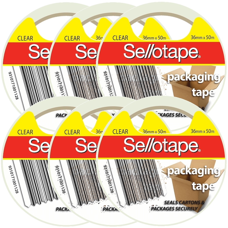 Buy 6 Rolls Sellotape Packaging Tape Clear 24mmx50m - MyDeal