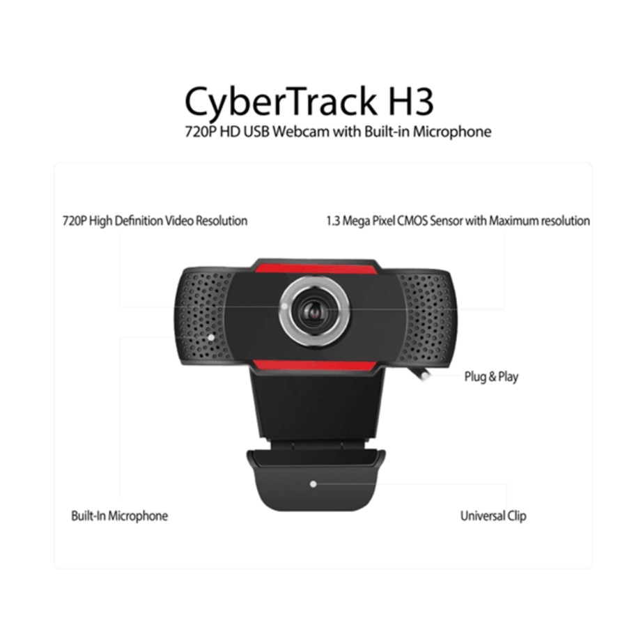 Adesso H3 Webcam 720P HD USB Webcam Built-In Microphone
