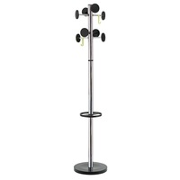 Alba Premium Coat Rack Umbrella Stand 8 Hook Weighted Silver/Black