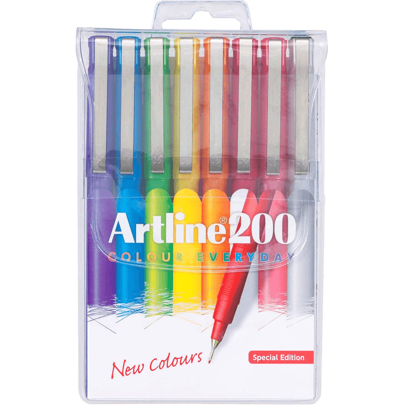 mydeal.com.au | Artline 200 Fineliner Pen 0.4mm Bright Assorted Colours Wallet Pack 8