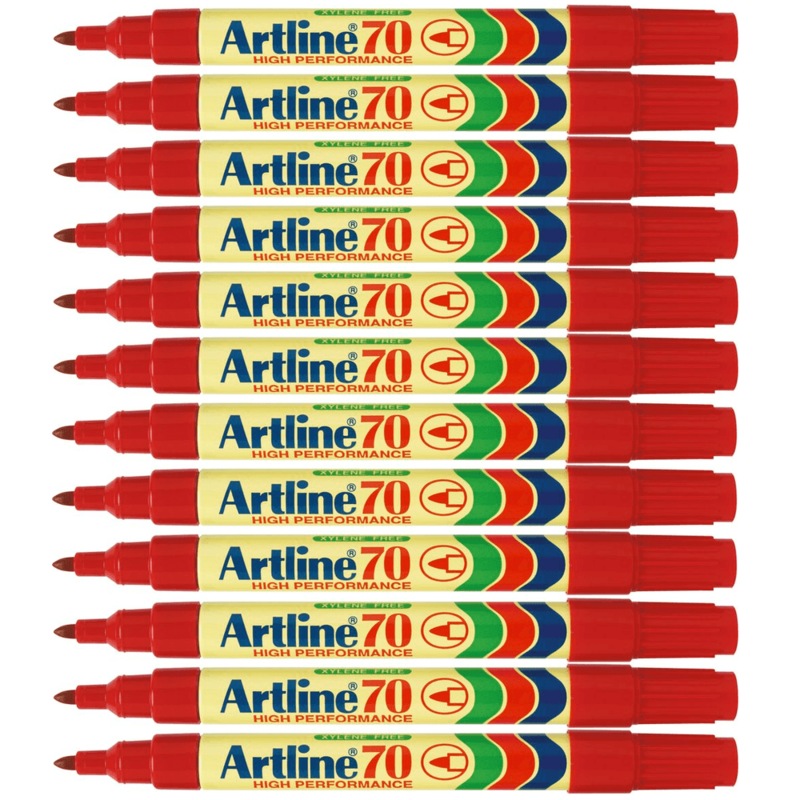 Buy Artline 70 Permanent Marker 1.5mm Bullet Tip Red Box 12 MyDeal