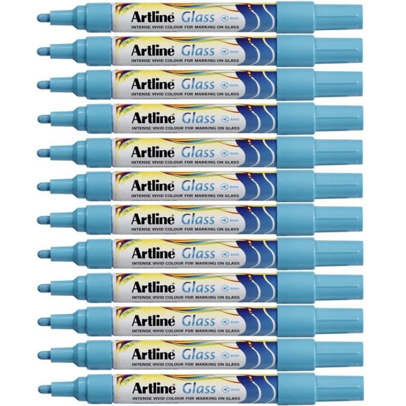 Buy Artline Glass Marker Removable 2mm Bullet Tip Blue Box 12 MyDeal