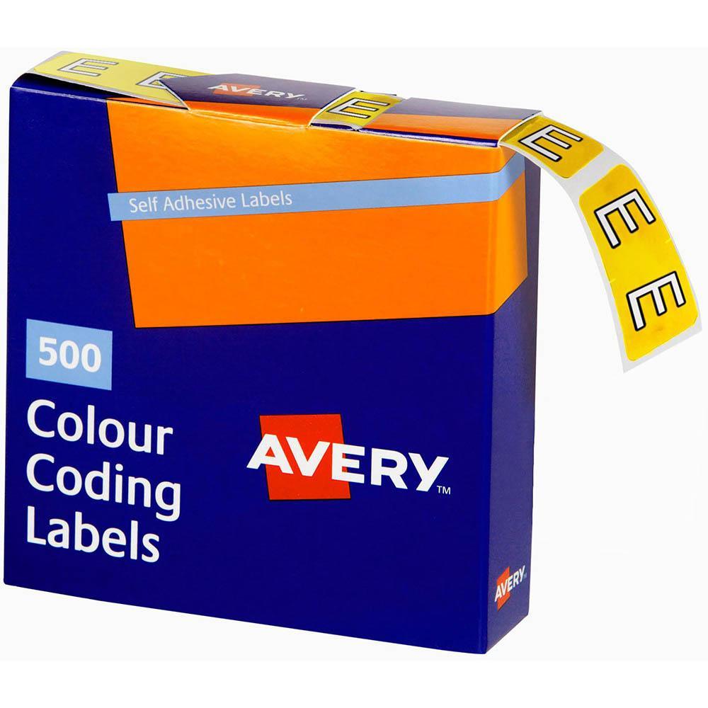 Buy Avery 43205 Label Side Tab E Colour Code 25×38mm Yellow Pack 500 ...