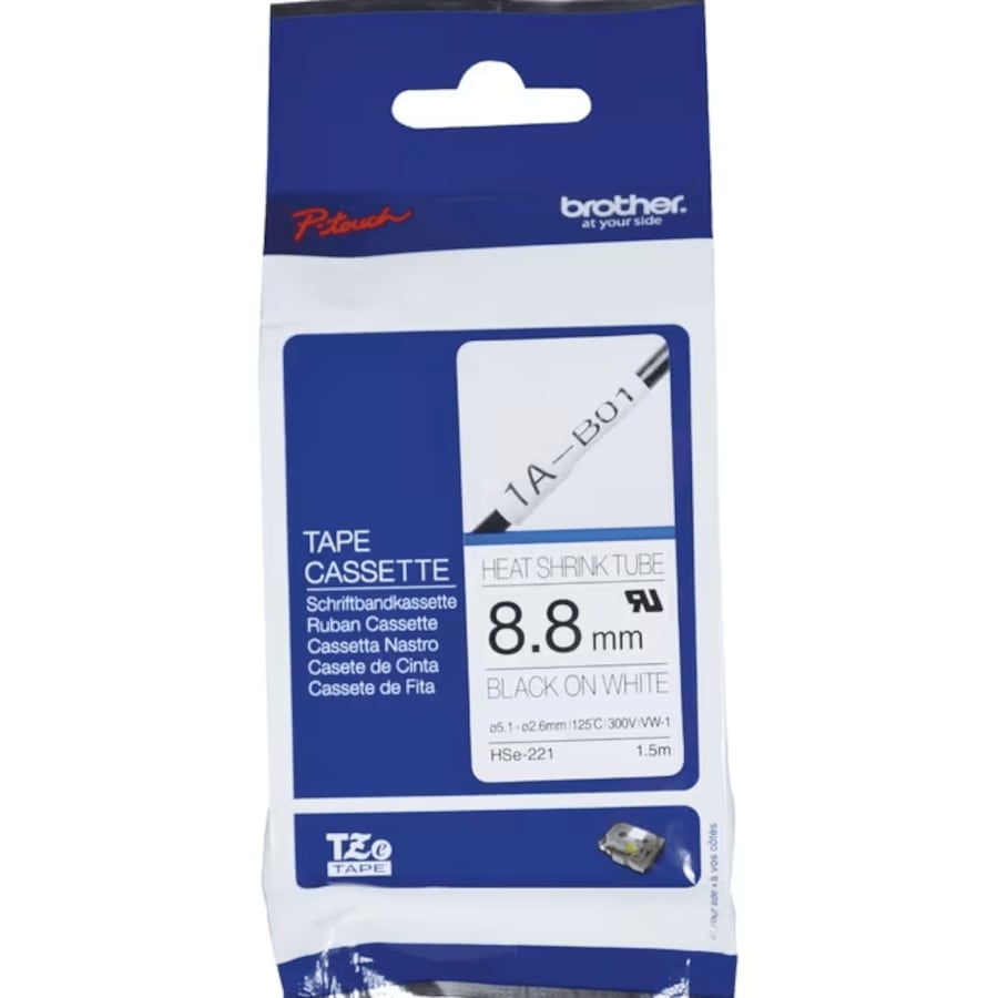 Brother Hse-221 Heat Shrink Tube Cartridge 8.8mmx1.5m Black On White