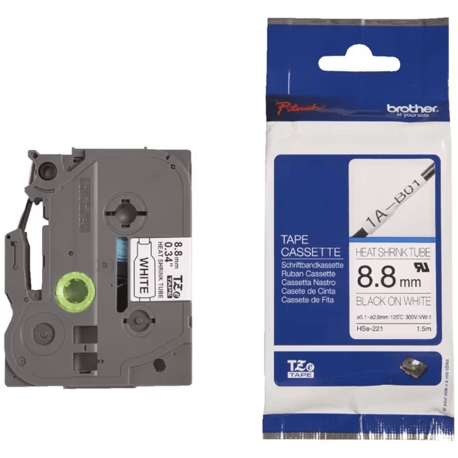 Brother Hse-221 Heat Shrink Tube Cartridge 8.8mmx1.5m Black On White