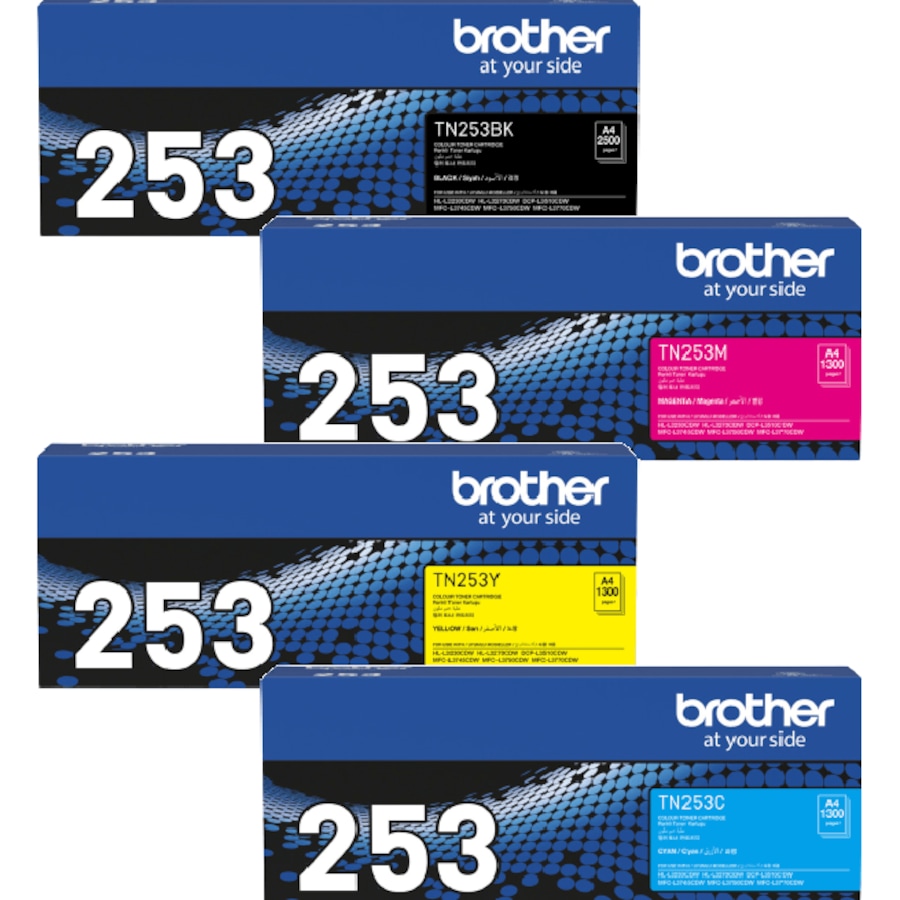 Brother TN253 Ink Toner Cartridge Black/Cyan/Magenta/Yellow Set TN-253