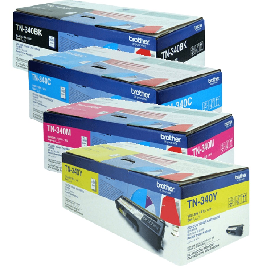 Brother TN340 Toner Ink Cartridge Black/Cyan/Magenta/Yellow Set Genuine TN-340
