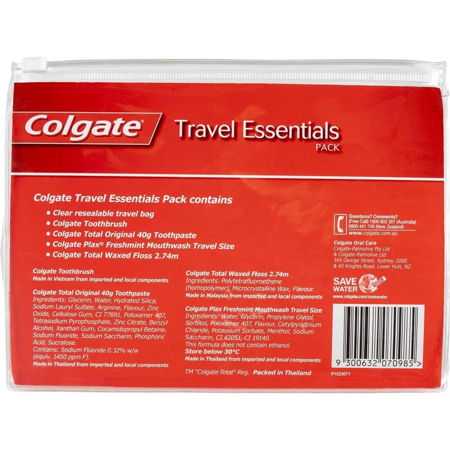 Colgate Travel Essentials Pack Toothbrush & Toothpaste Box of 6 Bulk Carton
