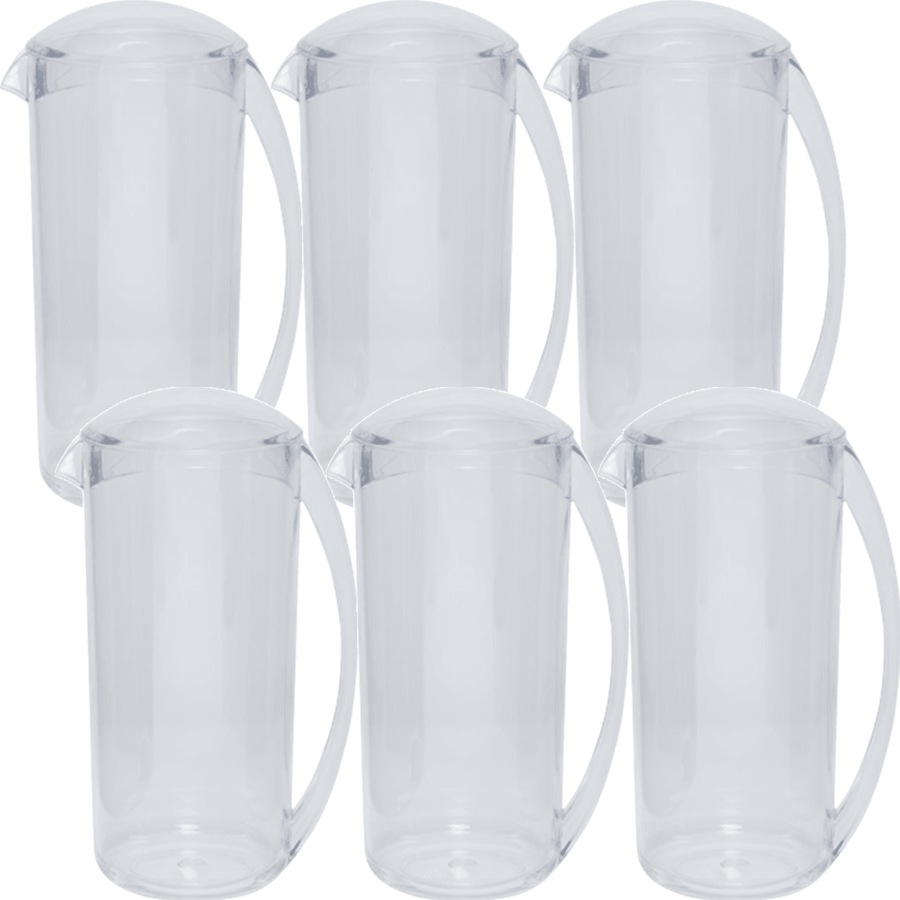 Connoisseur Water Jug Flask Plastic With Lid 2L Clear Transparent 6 Pack