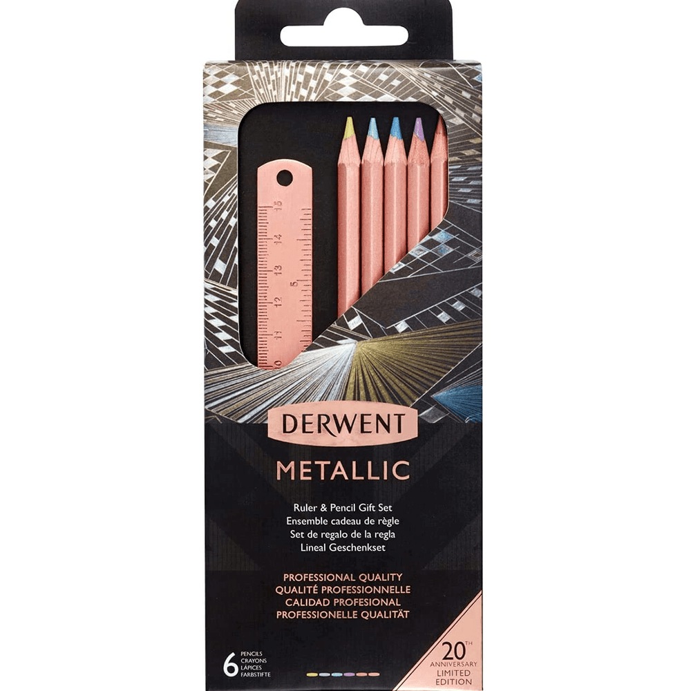 Buy Derwent Metallic Professional Colour Pencils Ruler Set Copper 20th ...