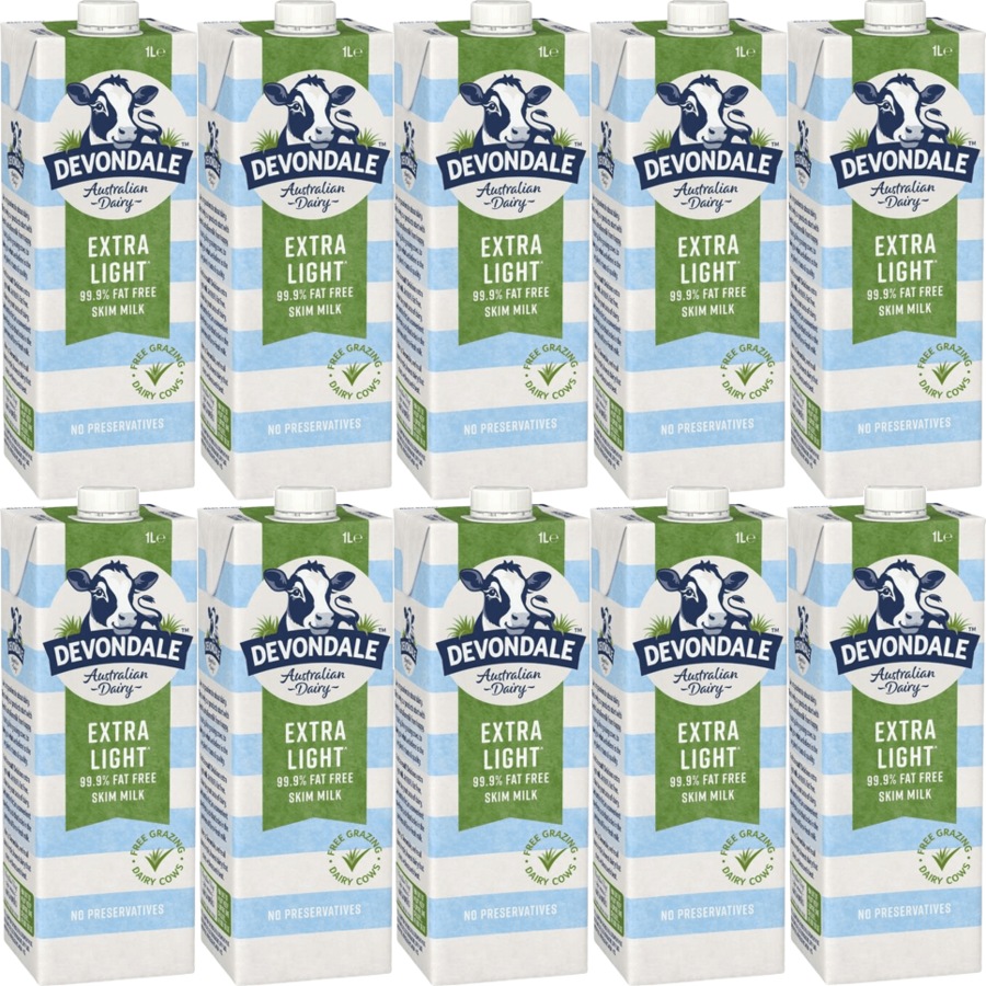 Devondale Skim Extra Light Long Life UHT Milk 1L Box 10 Carton BULK