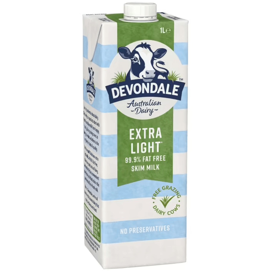 Devondale Skim Extra Light Long Life UHT Milk 1L Box 10 Carton BULK