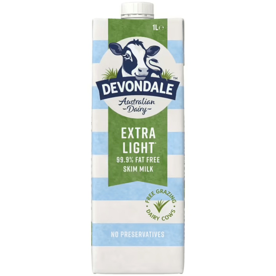 Devondale Skim Extra Light Long Life UHT Milk 1L Box 10 Carton BULK
