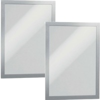 Durable Duraframe Sign Holder Adhesive Back A4 Silver Pack 2