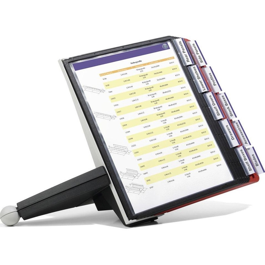 Durable Sherpa Display System 10 Panel Desk Unit A4 Black/Red