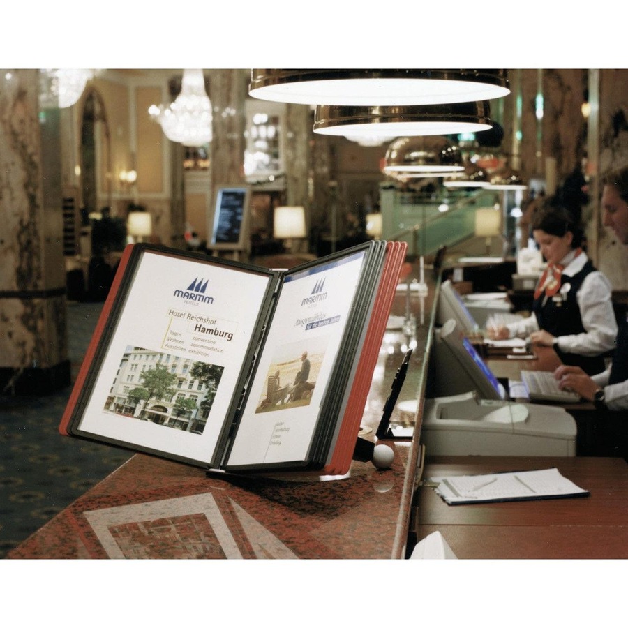 Durable Sherpa Display System 10 Panel Desk Unit A4 Black/Red