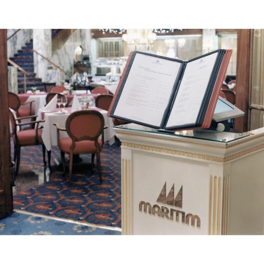 Durable Sherpa Display System 10 Panel Desk Unit A4 Black/Red