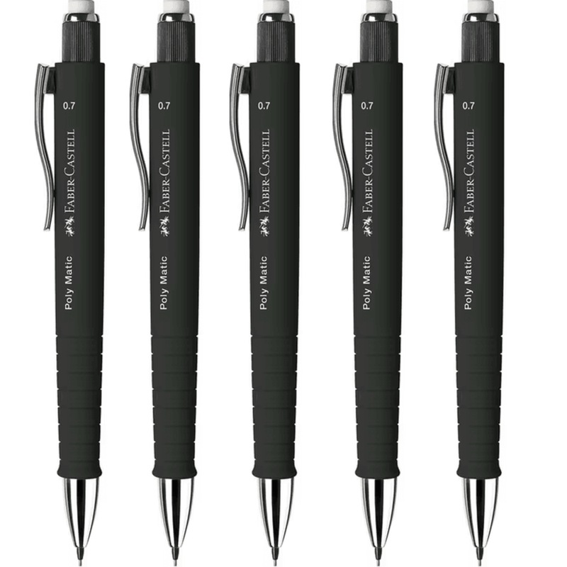 Buy FaberCastell Polymatic Mechanical Pencil Pacer 0.7mm Black 5 Pack MyDeal