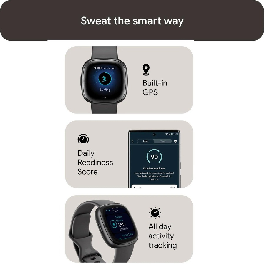 Fitbit Sense 2 Health and Fitness Smartwatch GPS Compatible with Android and iOS Graphite