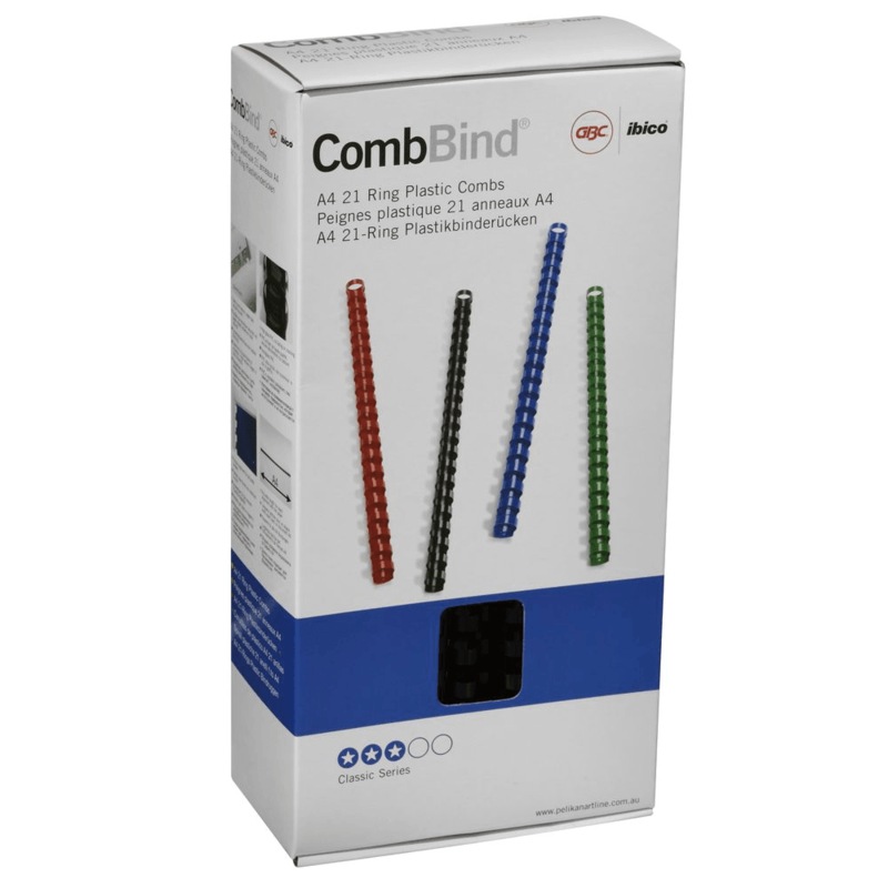 Buy GBC Plastic Binding Combs 21 Loop 12mm A4 Black 100 Combs - MyDeal
