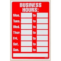 Headline Sign Business Opening Hours Red/White