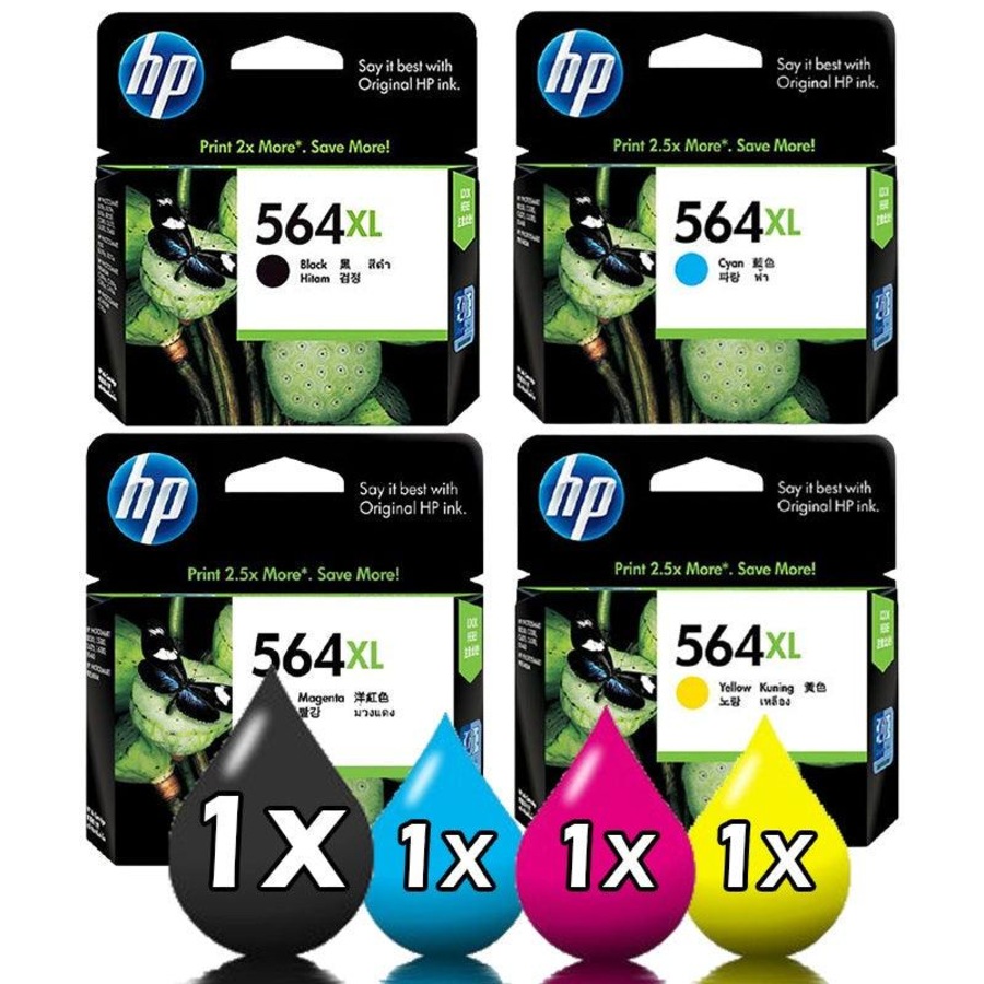 HP 564XL High Yield Printer Ink Cartridges Black/Cyan/Magenta/Yellow Set Pack
