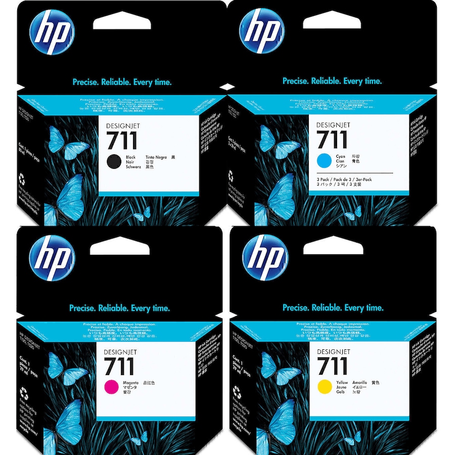 HP 711 Ink Cartridge Set Black/Cyan/Magenta/Yellow DesignJet T120/T520