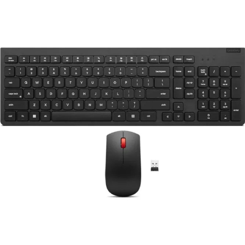 Combo Tastiera E Mouse Wireless Lenovo Essential - Layout Tedesco, Colore Nero, Connessione USB