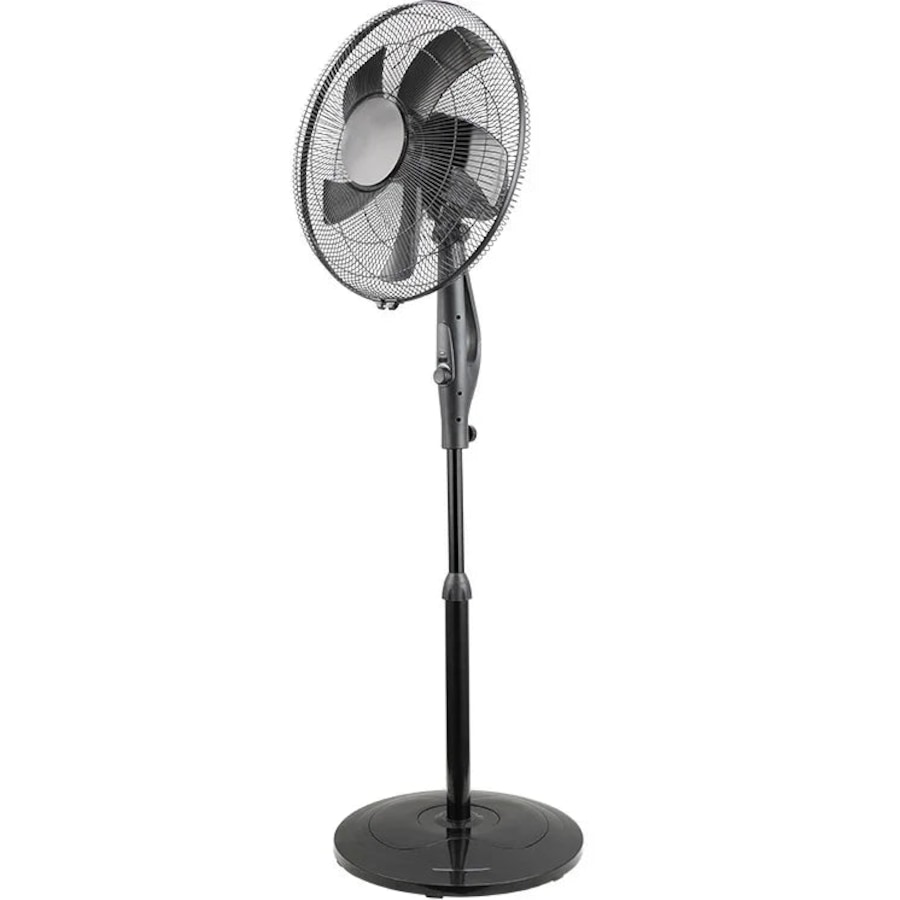 Nero Quiet Pedestal Fan 40cm Oscillating Rotating 6 Speeds Black Adjustable
