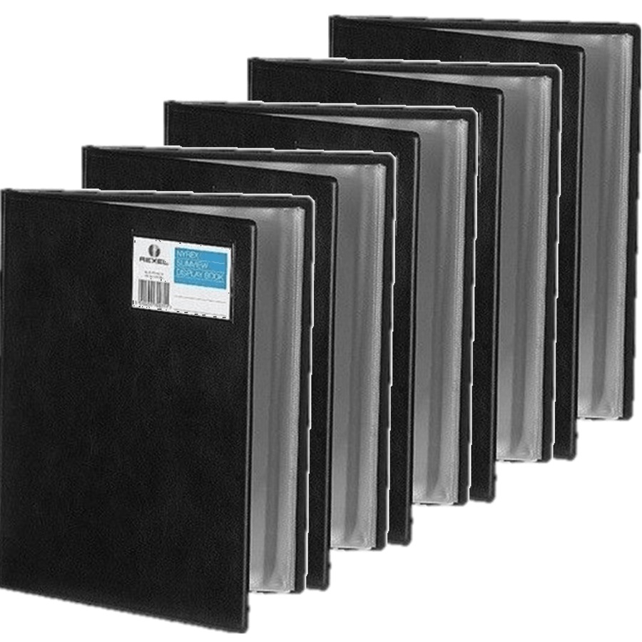 Rexel Slimview Display Book Folder 24 Pockets A4 Black Pack 5