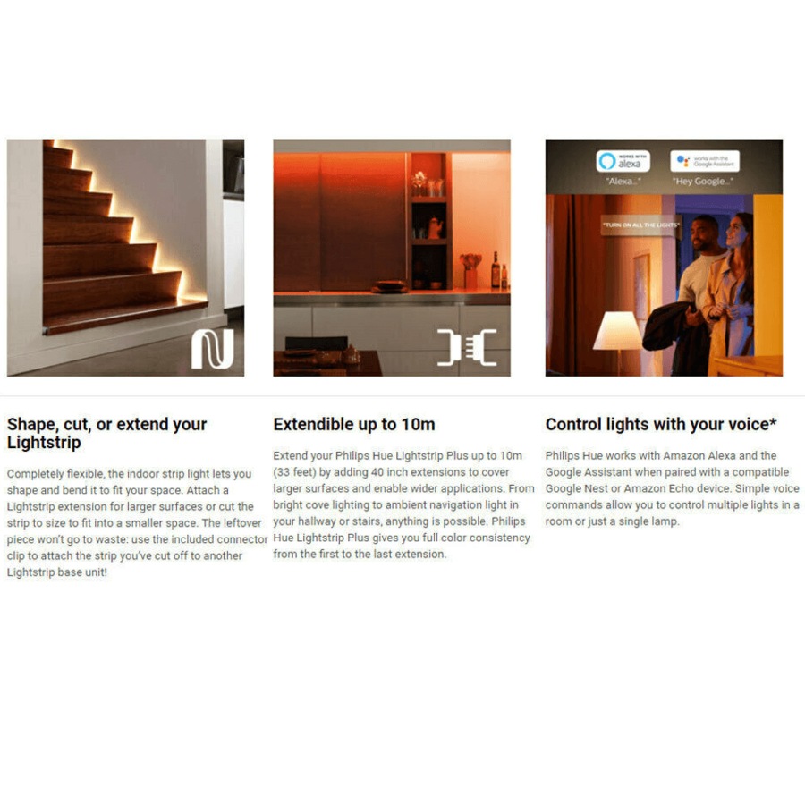 Philips Hue Smart Shape Light Bluetooth 2m LED Lightstrip Plus White & Colour Ambiance Strip Lights