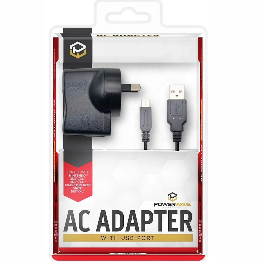 Powerwave Nintendo 3DS Charging AC Adapter & Cable Charger