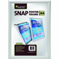 Quartet Instant Poster Snap Frame A4 Wall Mount Silver Border Aluminium