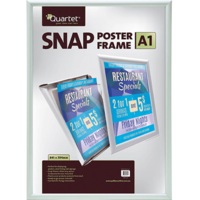 Quartet Instant Poster Snap Insert Frame A1 Silver Border Aluminium Wall Mount