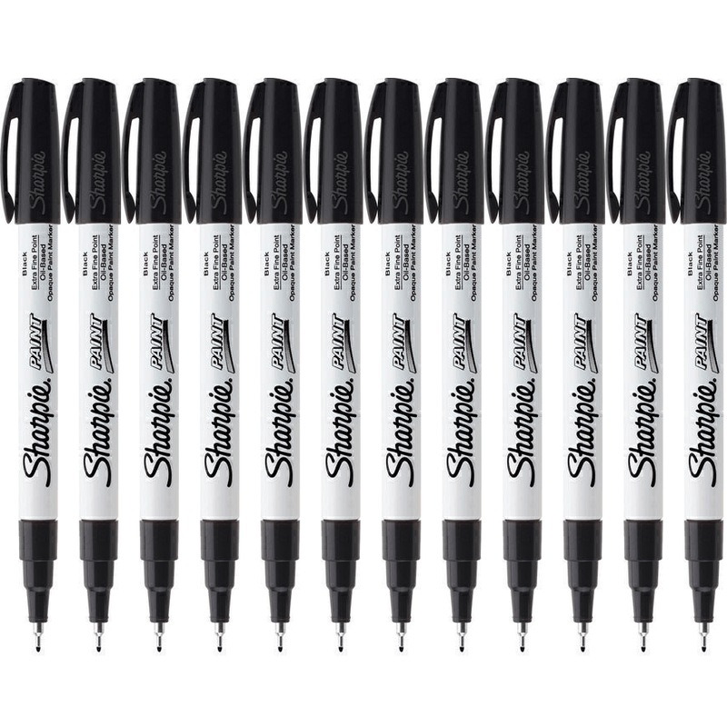 Buy Sharpie Paint Marker Pen Oil Based Extra Fine Tip 0.4mm Black Pack 12 MyDeal