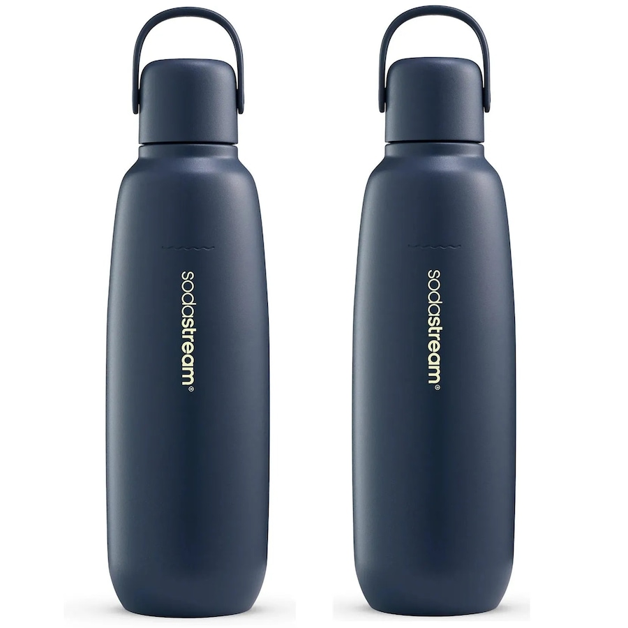 SodaStream Bottle Fizz & GO Portable Travel Cool All Metal Storm Blue 900ml 2 Pack