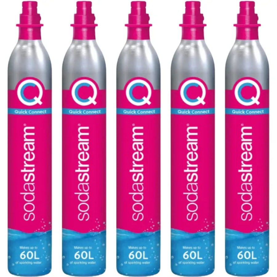 Sodastream Quick Connect Gas CO2 Cylinder 60L Refill Replacement Pink Pack 5