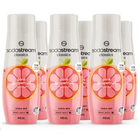 SodaStream Low Sugar Pink Grapefruit Syrup Soda Mix 440mL Low Calorie Pack 6 BULK