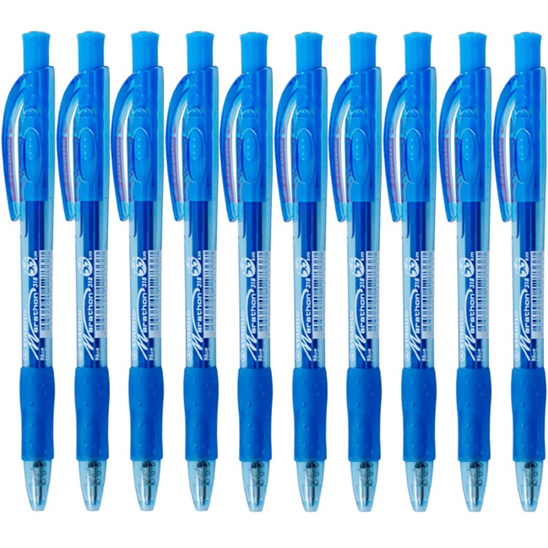 Buy Stabilo Marathon 318 Ballpoint Pen Medium Blue Box 10 - MyDeal