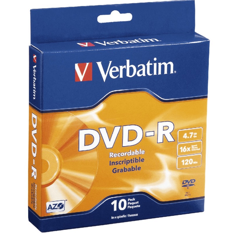 Buy Verbatim DVD-R 4.7GB 16X Spindle CDs Pack 10 Blank - MyDeal